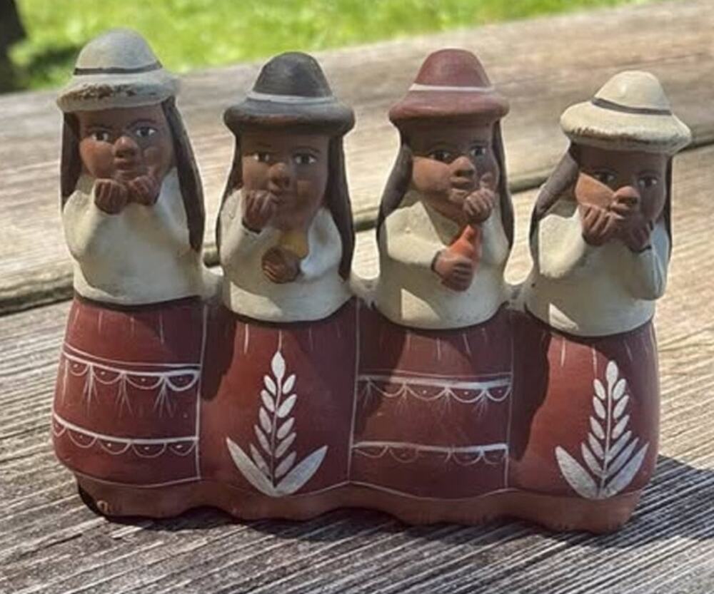 Vintage Clay Andean Four Figure Whistle Ocarina